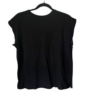 A New Day Womens Black Sleeveless T-Shirt 100% Cotton Size S Crew Neck